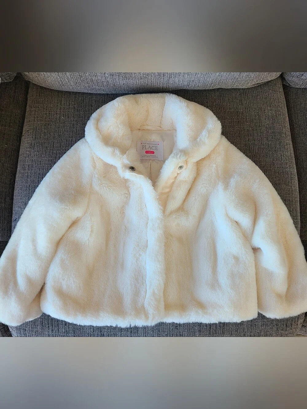 Children's Place White Faux Fur Jacket Size 3T